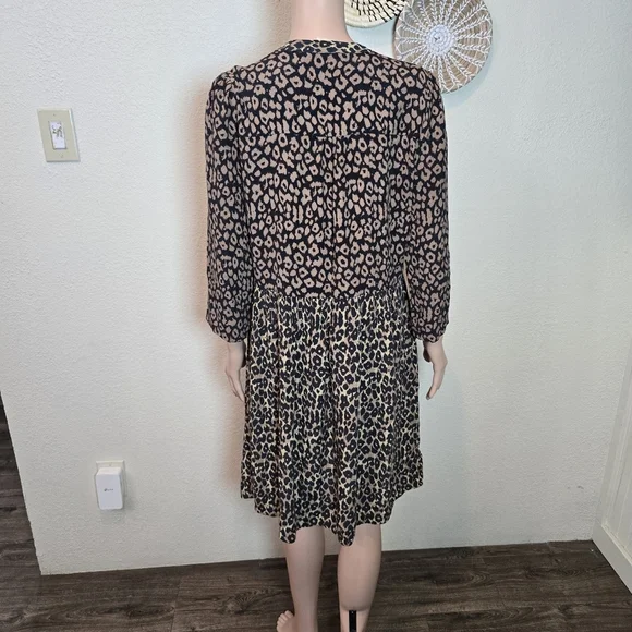 Maeve Anthropologie Juno Leopard Animal Print Dress Size Small Tunic Brown - Picture 11 of 16